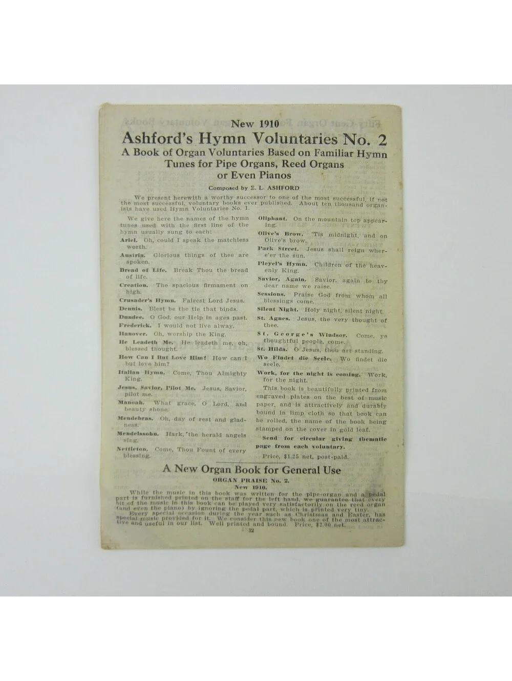 Sheet Music Catalog Sacred Choir Sunday School Lorenz Publishing Co Antique 1910